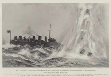 The Star-Fish conducting Experiments in the Destruction of Submarines before the Lords of the Admiralty